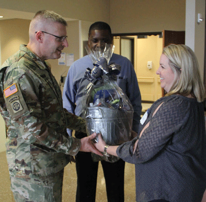 Brigadier General recieving gift