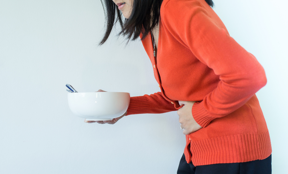 Woman having stomach pain